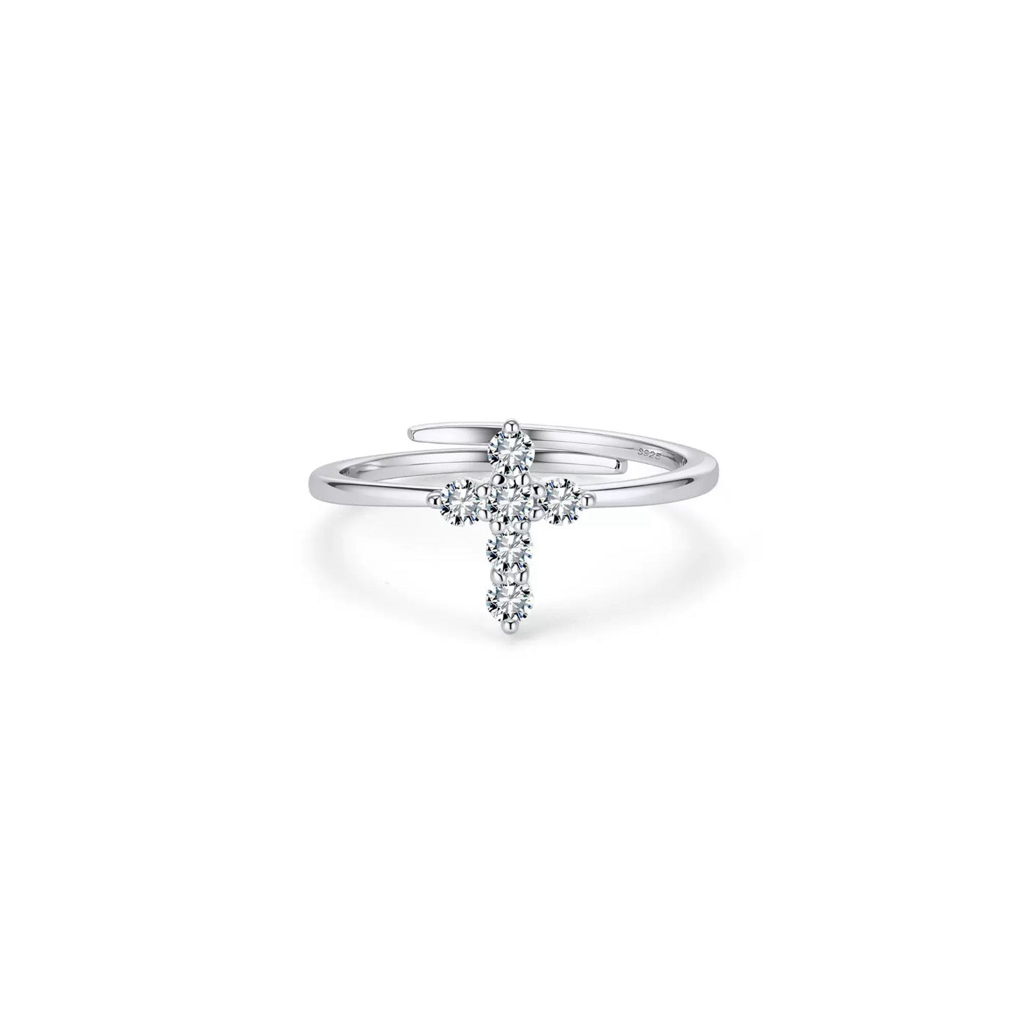 Cross Moissanite Adjustable Ring