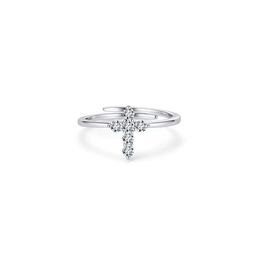 Cross Accent Adjustable Ring close-up view