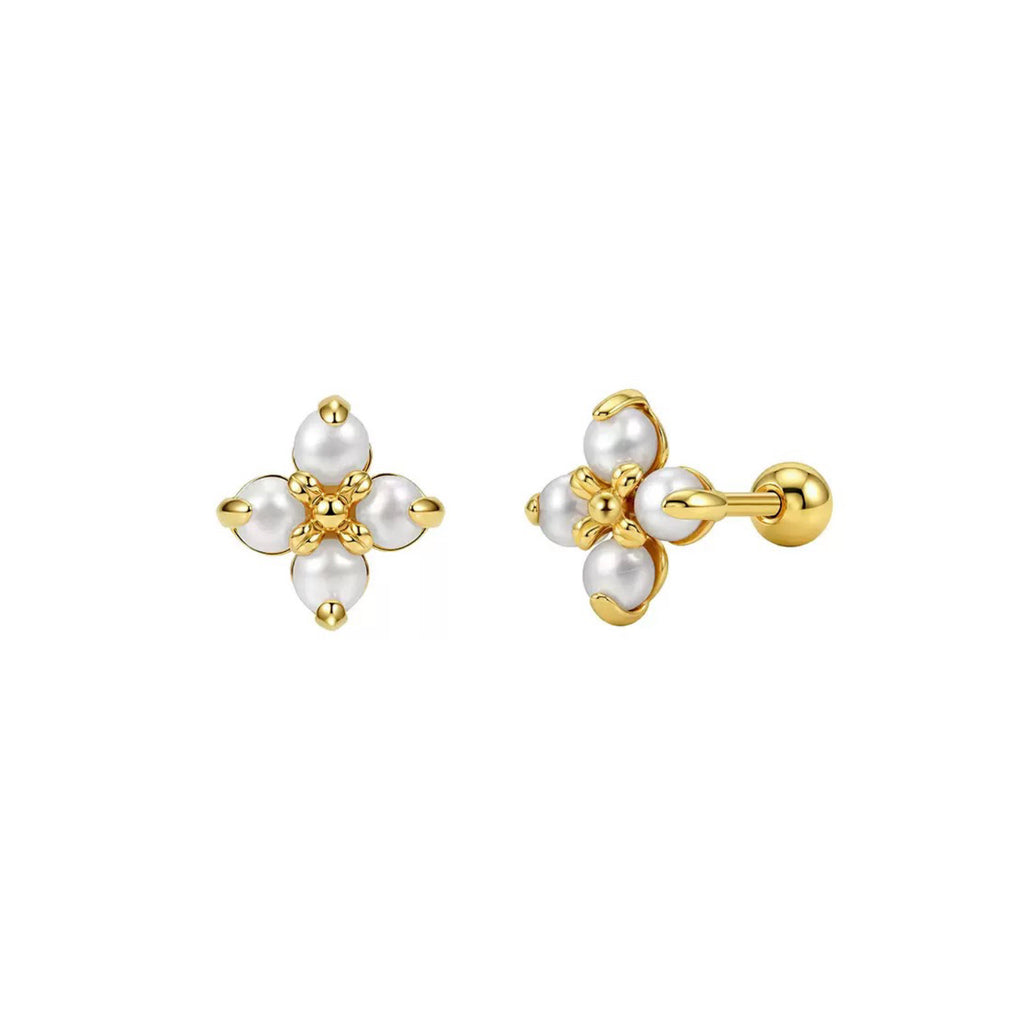 Tiny Pearl Flower Stud Earrings