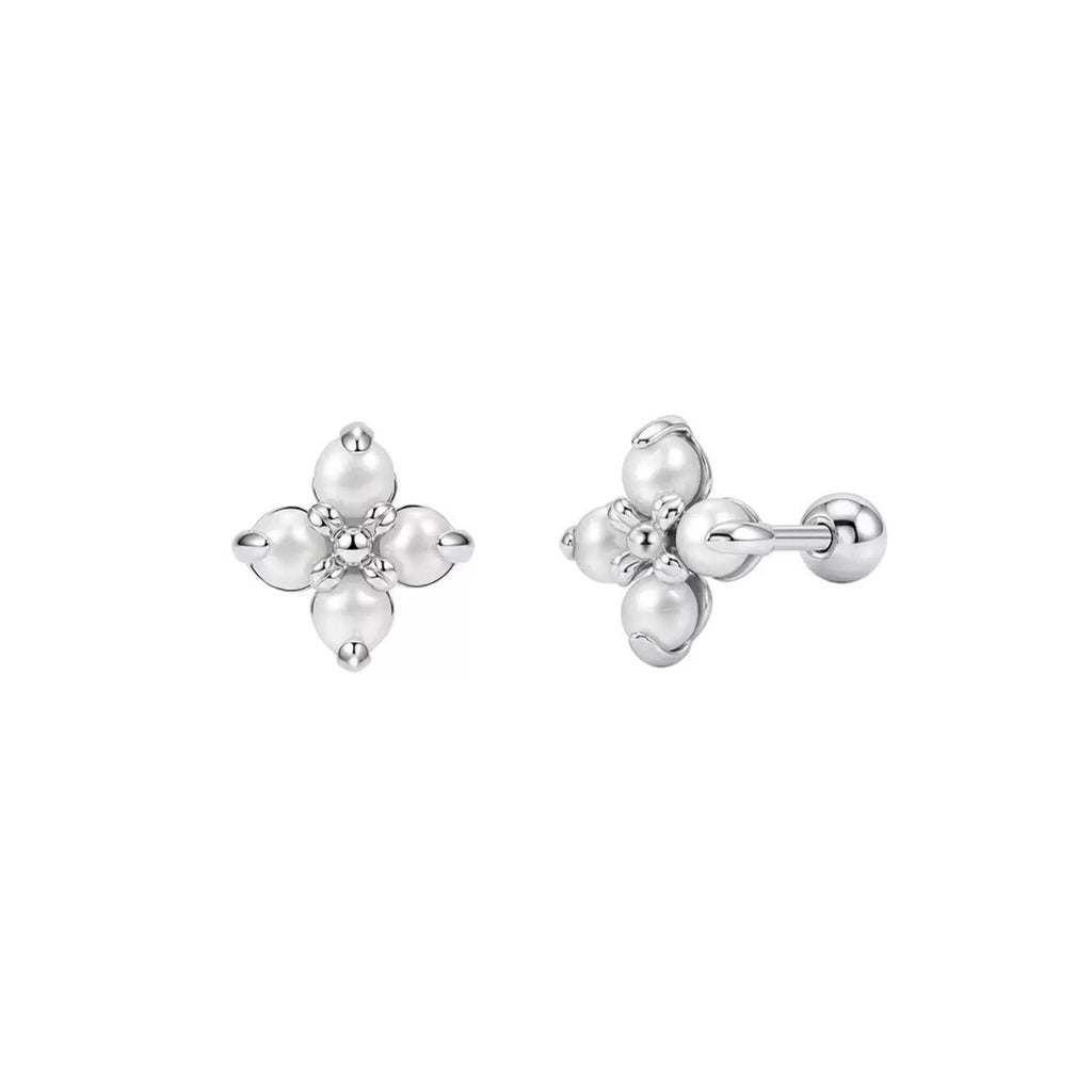 Tiny Pearl Flower Stud Earrings