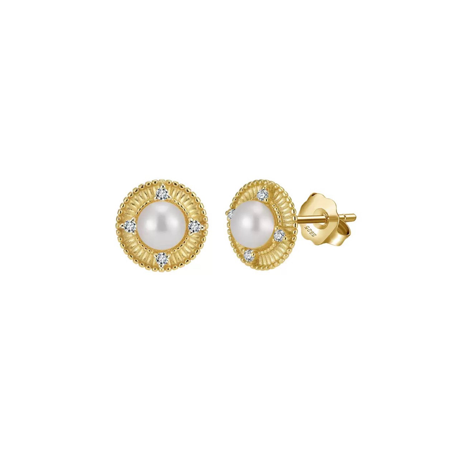 Pearl Halo Stud Earrings