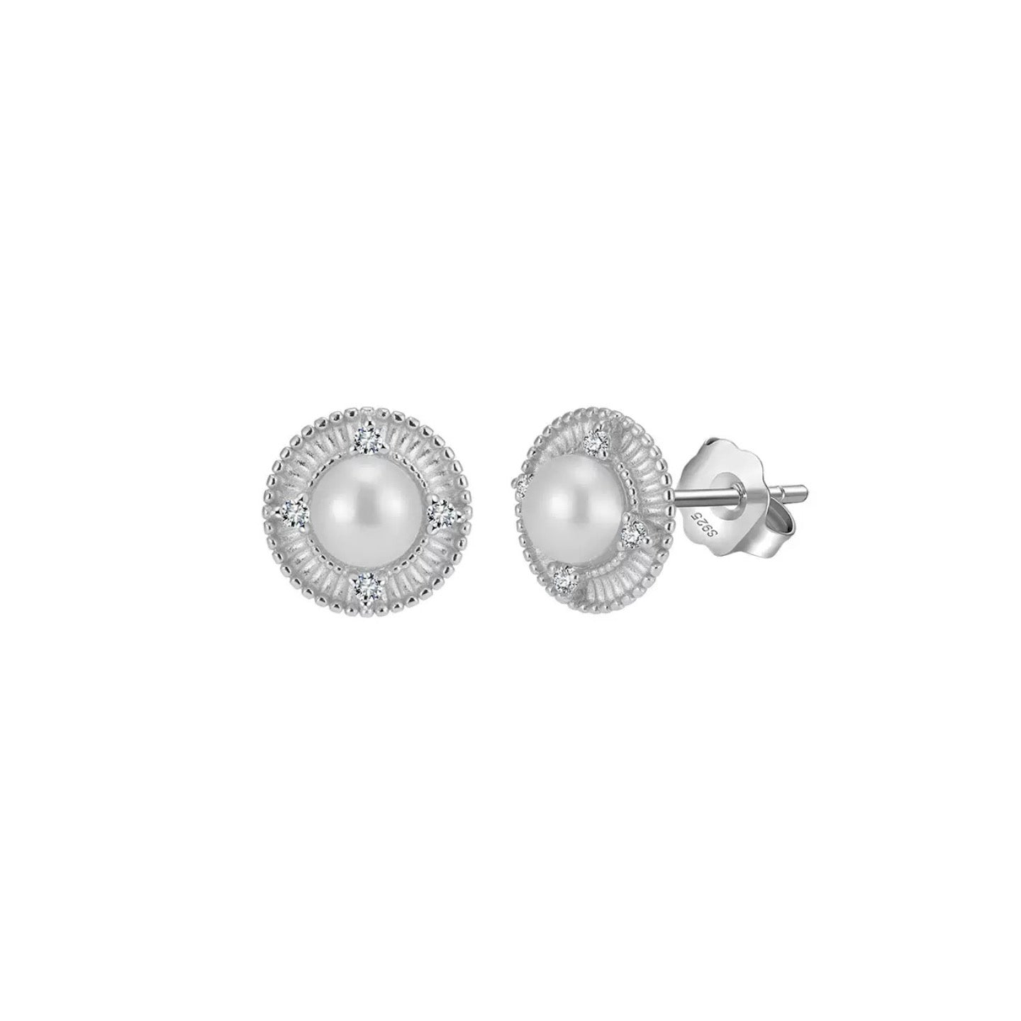 Pearl Halo Stud Earrings