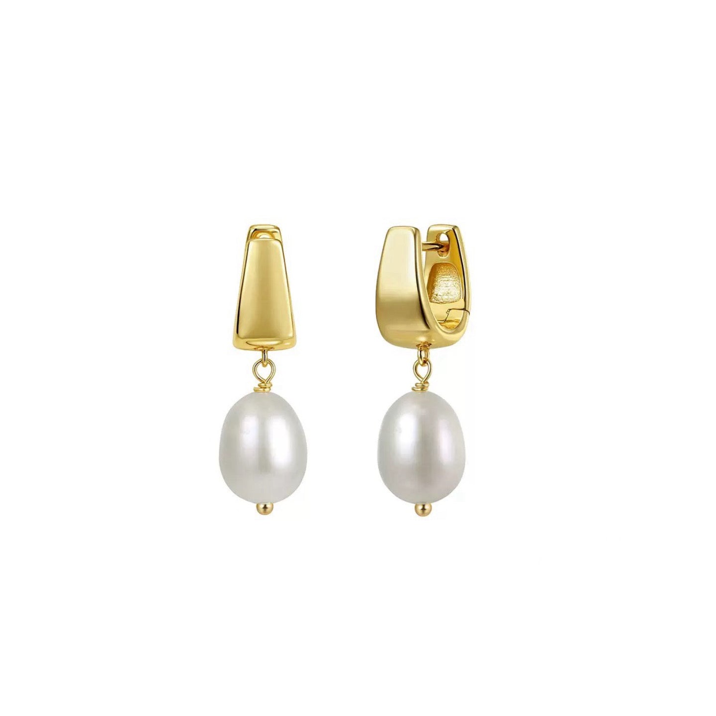 Pearl Dangle Huggie Earrings