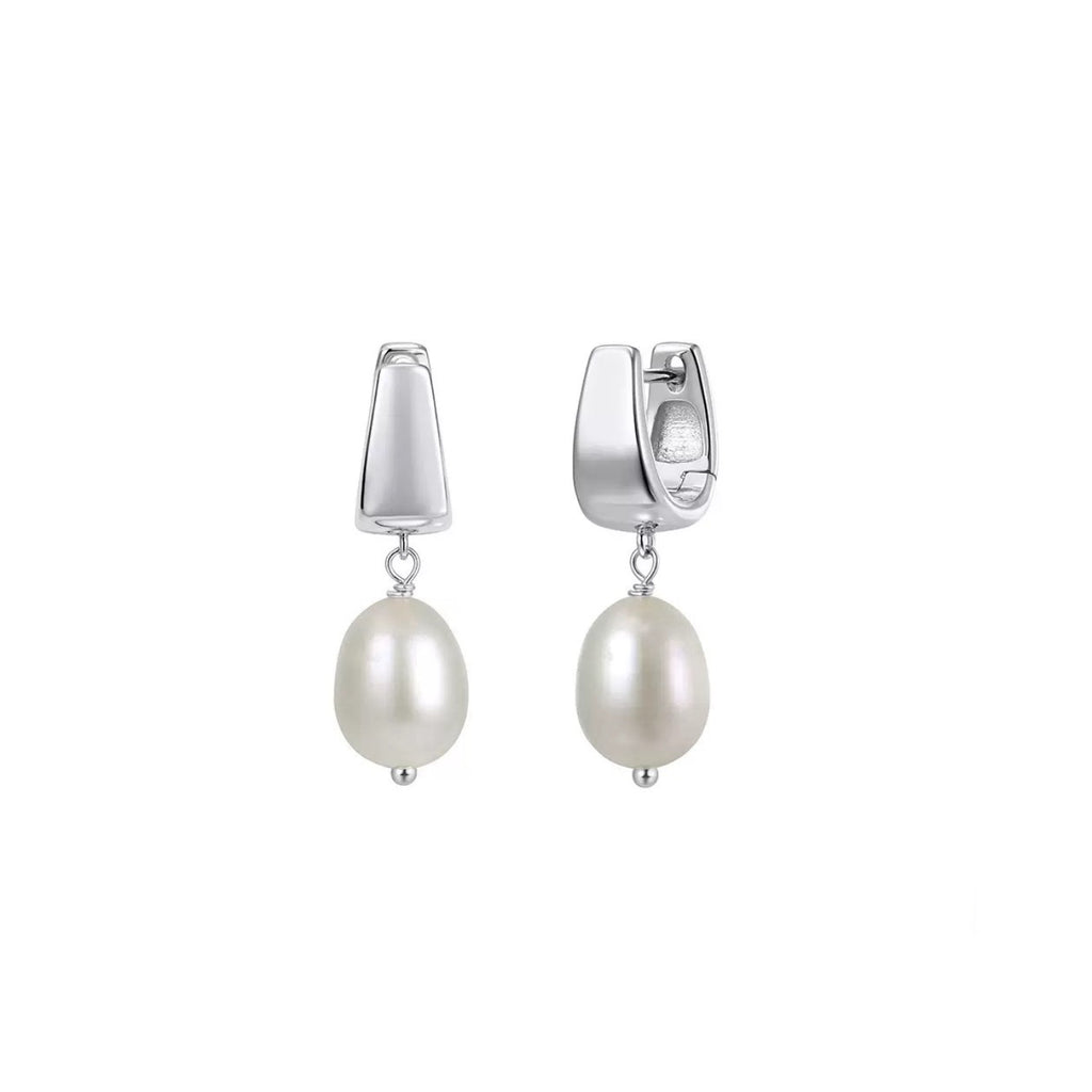 Pearl Dangle Huggie Earrings