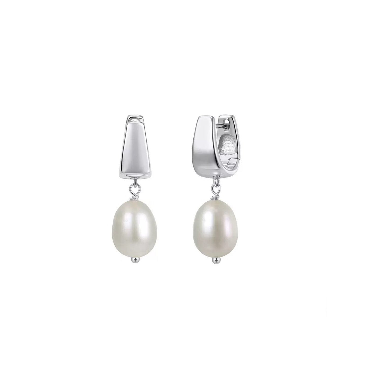 Pearl Dangle Huggie Earrings