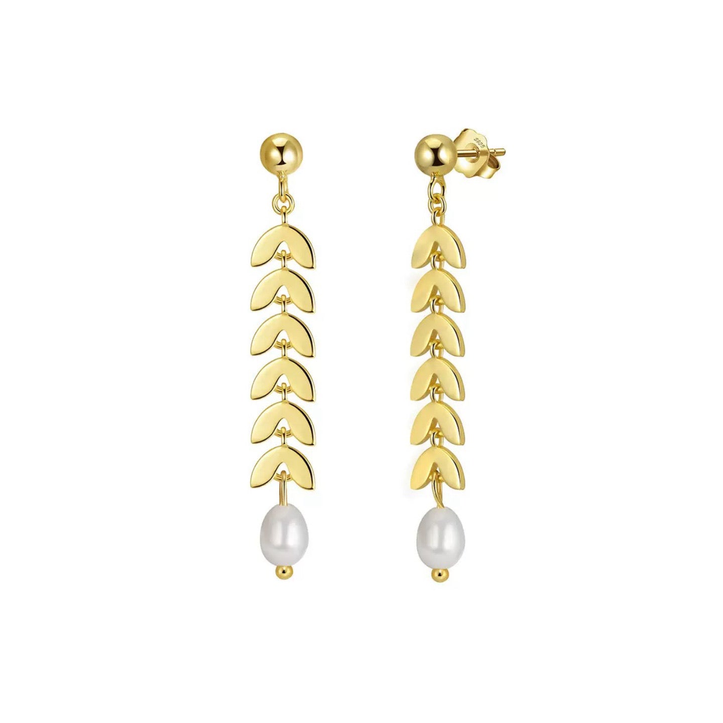 Pearl Wheat Drop Earrings