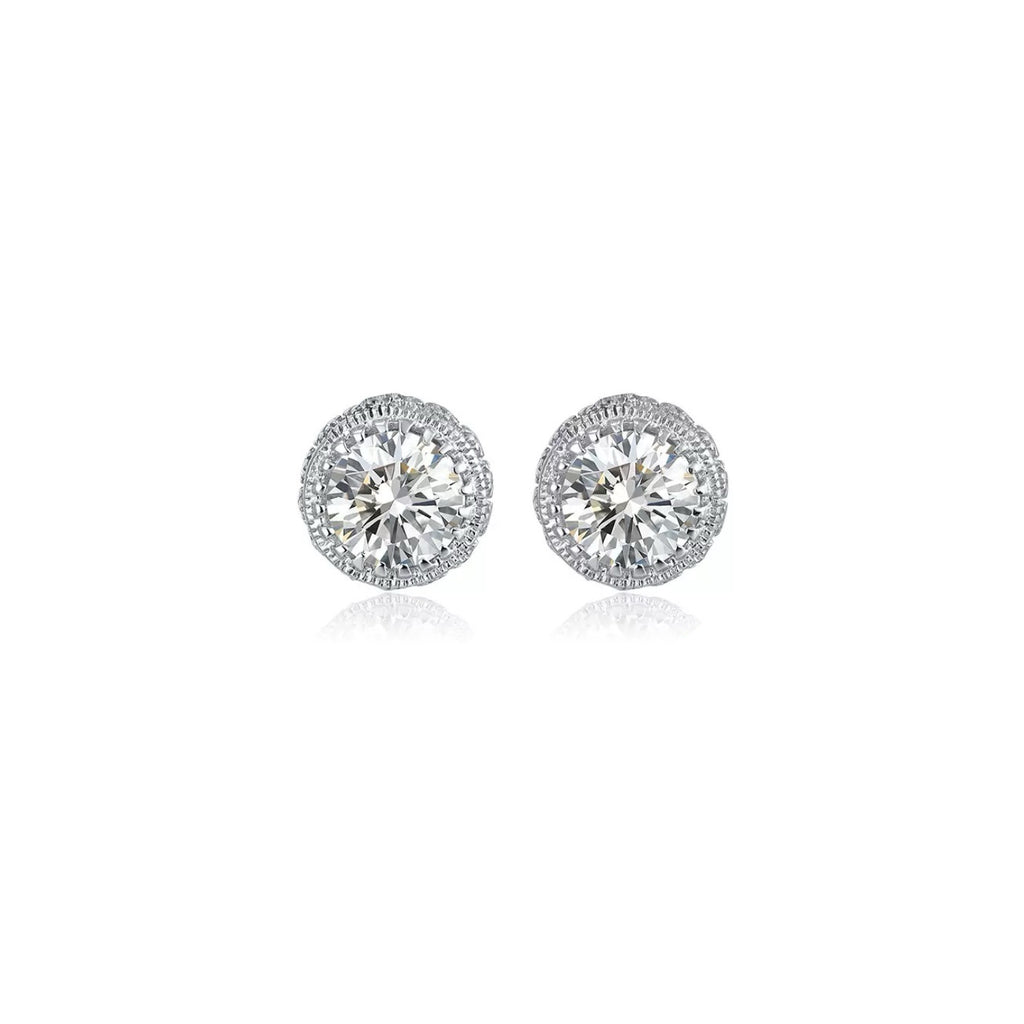 Round Halo Stud Earrings