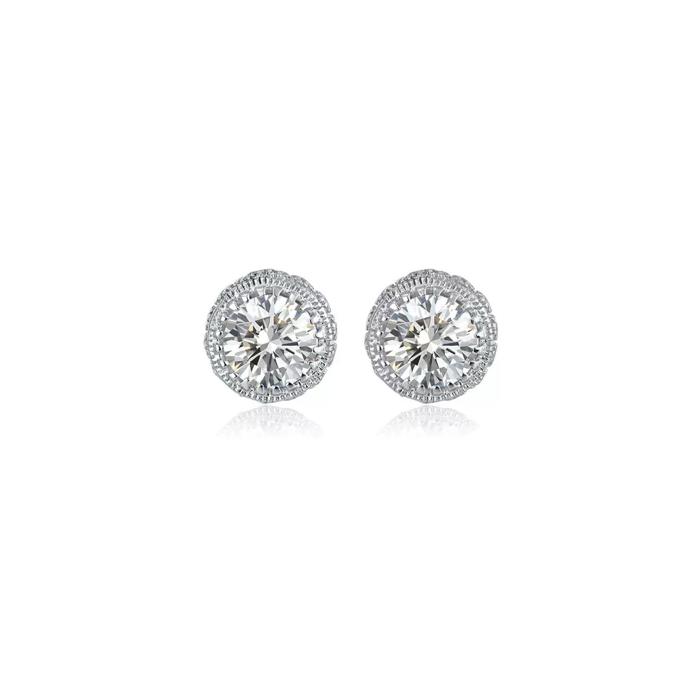 Round Halo Stud Earrings