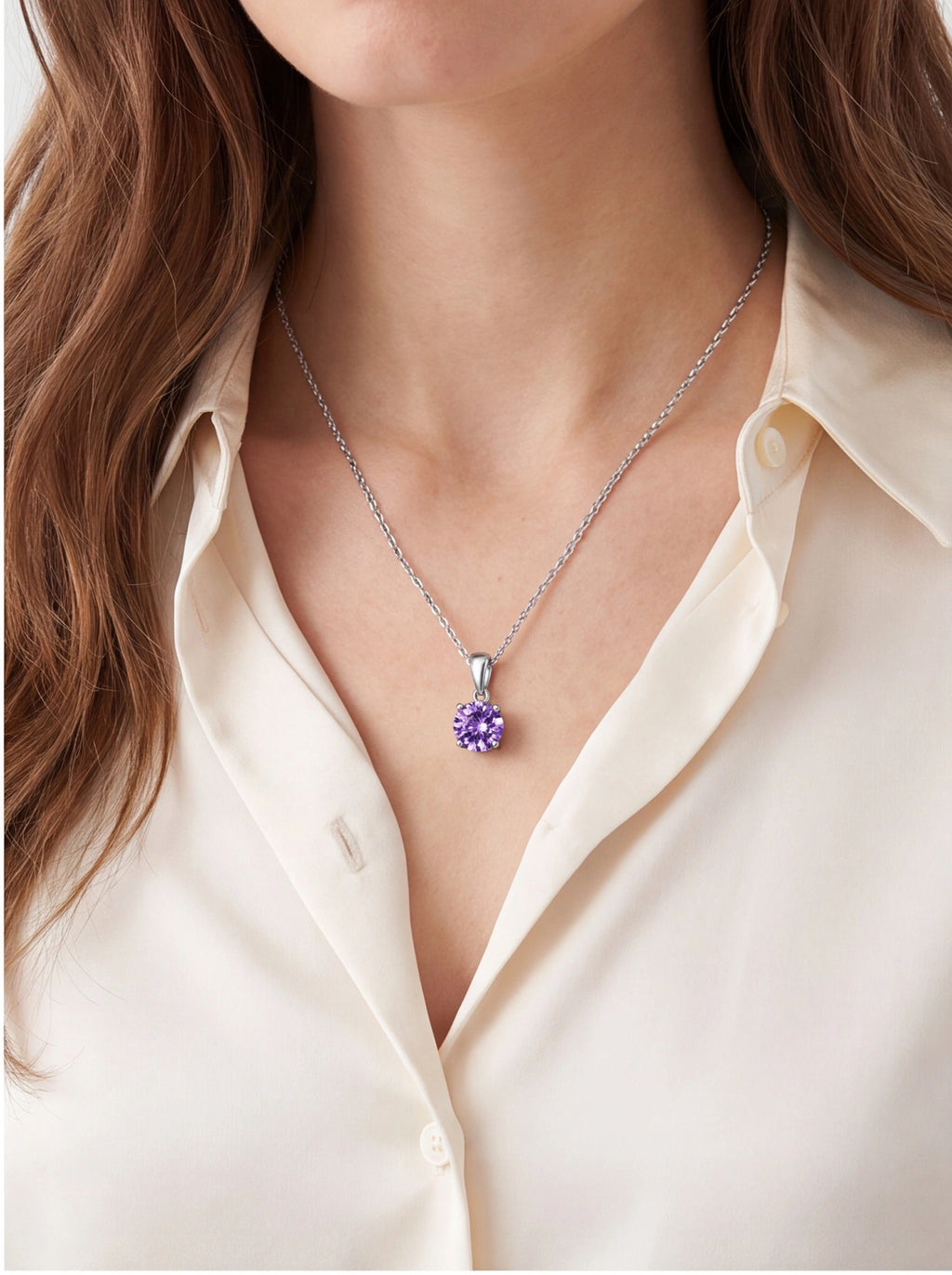 Birthstone Accent Charm Pendant Necklace close-up view
