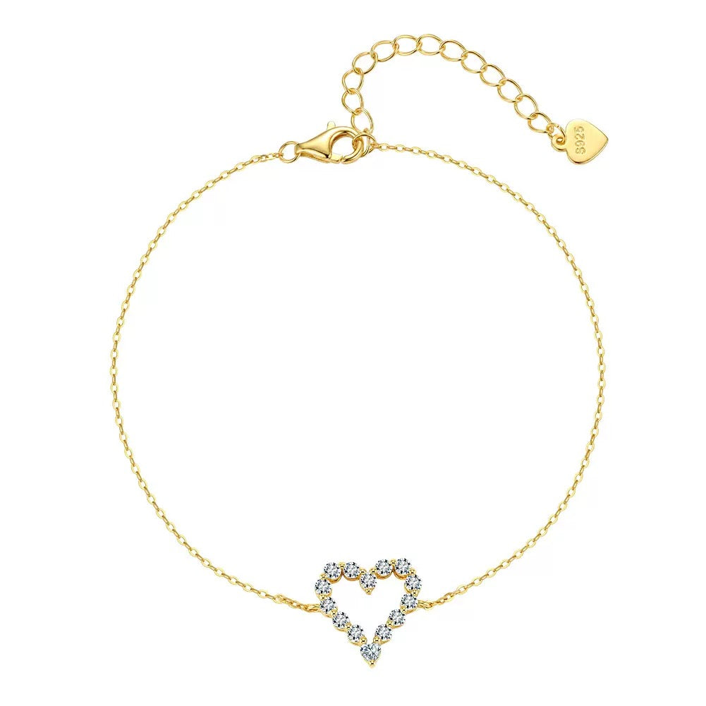 Open Heart Moissanite Chain Bracelet – image 1