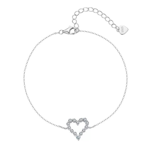 Open Heart Moissanite Chain Bracelet