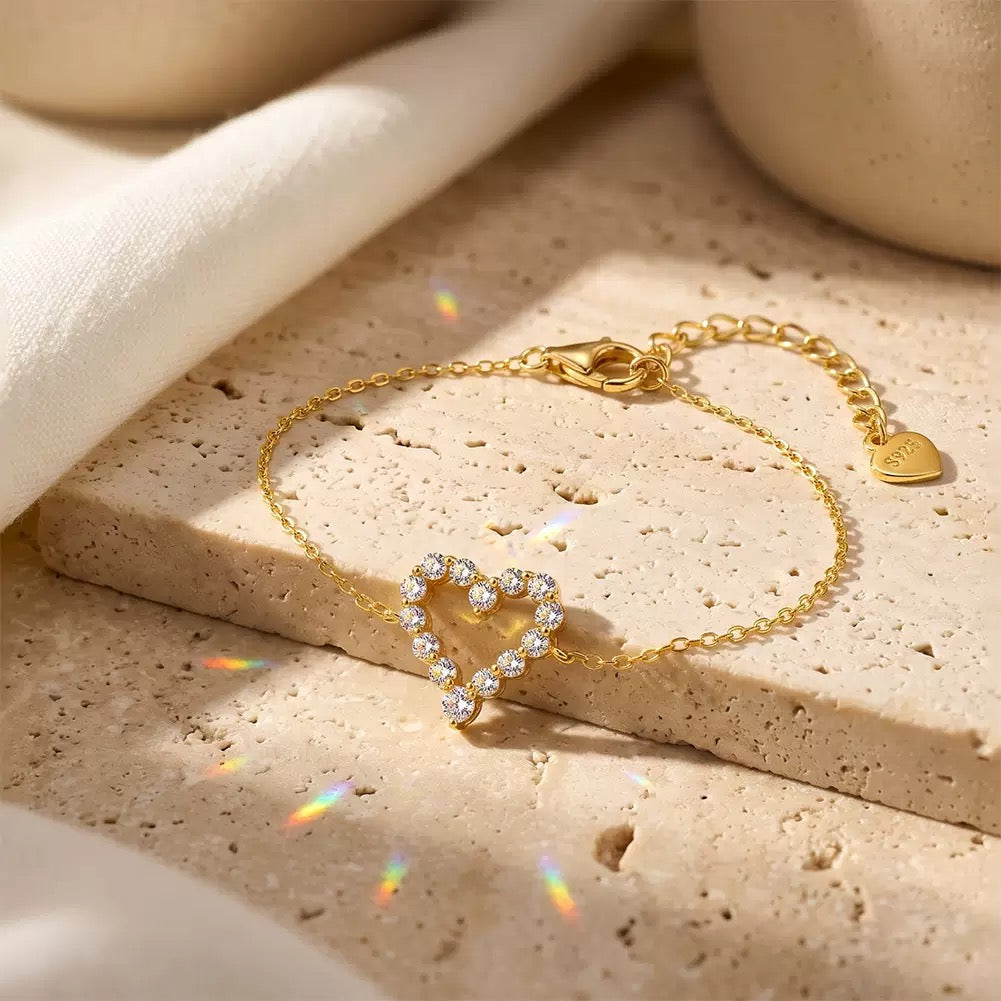 Open Heart Moissanite Chain Bracelet – image 5