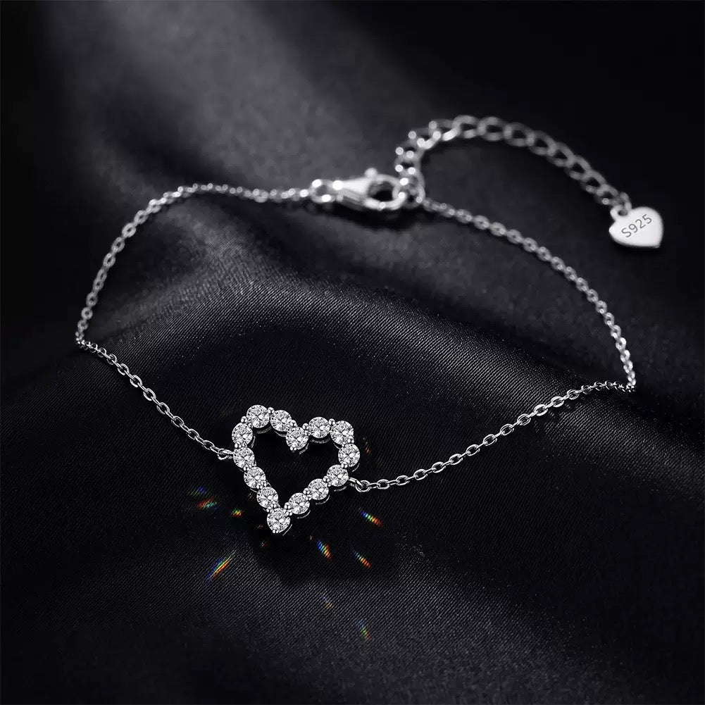 Open Heart Moissanite Chain Bracelet – image 6