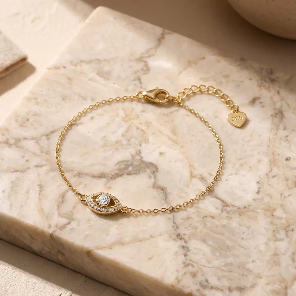 Evil Eye Moissanite Chain Bracelet – image 5