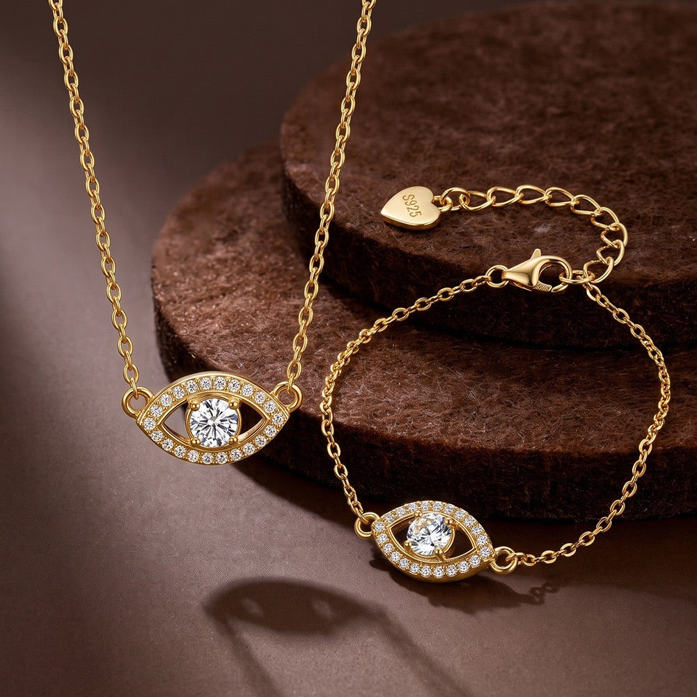 Evil Eye Moissanite Chain Bracelet – image 7