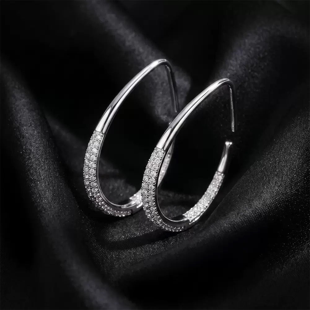Pavé Teardrop Open Hoop Earrings – image 6