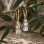 Three-Stone Moissanite Drop Earrings – image 5