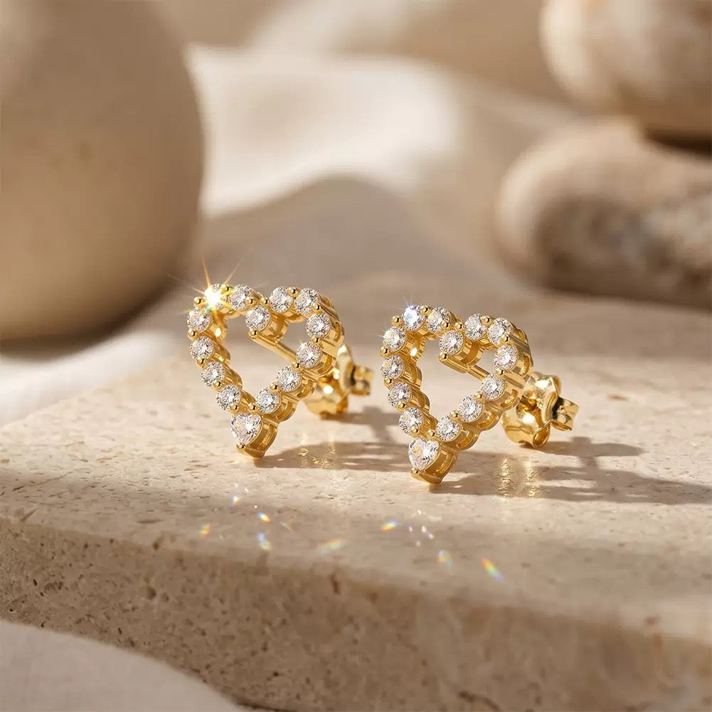 Open Heart Moissanite Stud Earrings – image 5