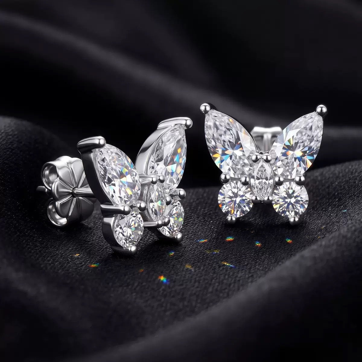 Butterfly Moissanite Stud Earrings 7 view