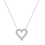 Open Heart Moissanite Pendant Necklace silver view