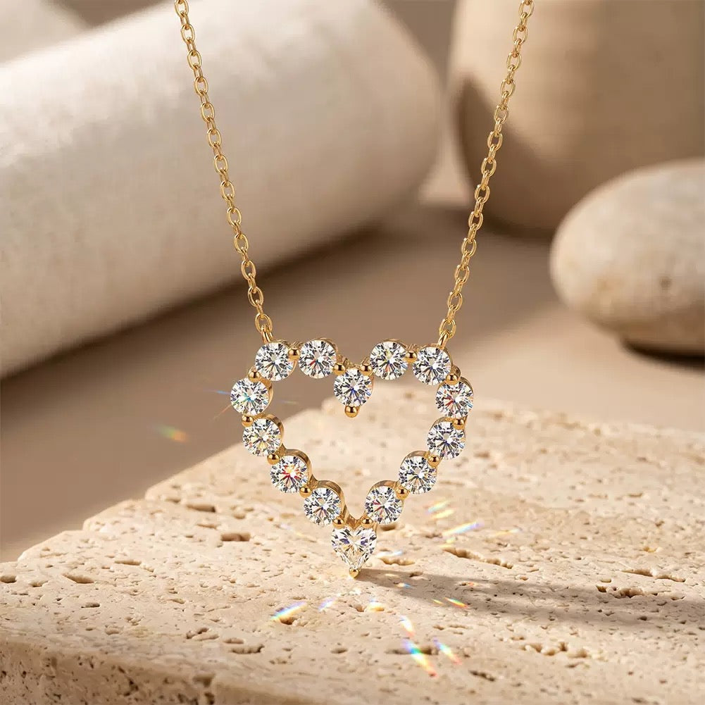 Open Heart Moissanite Pendant Necklace 5 view