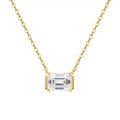 Emerald Cut Moissanite Pendant Necklace gold view