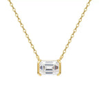 Emerald Cut Moissanite Pendant Necklace gold view