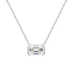 Emerald Cut Moissanite Pendant Necklace silver view