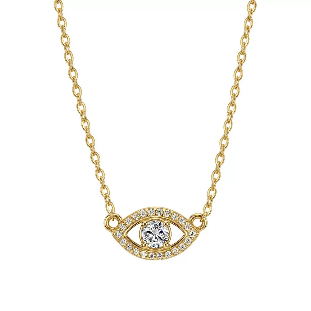 Evil Eye Moissanite Pendant Necklace gold view