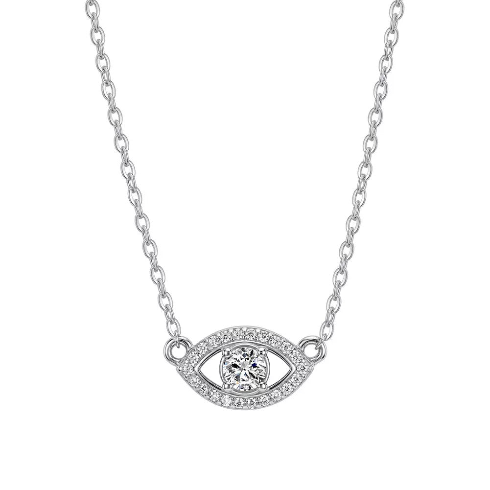 Evil Eye Moissanite Pendant Necklace silver view