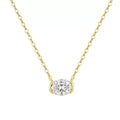 Oval Bezel Moissanite Pendant Necklace gold view