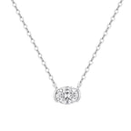 Oval Bezel Moissanite Pendant Necklace silver view