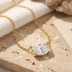 Oval Bezel Moissanite Pendant Necklace 5 view