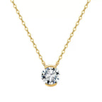 Round Solitaire Moissanite Pendant Necklace gold view