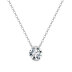 Round Solitaire Moissanite Pendant Necklace silver view