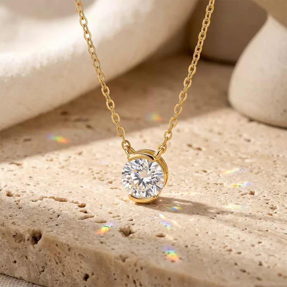Round Solitaire Moissanite Pendant Necklace 5 view