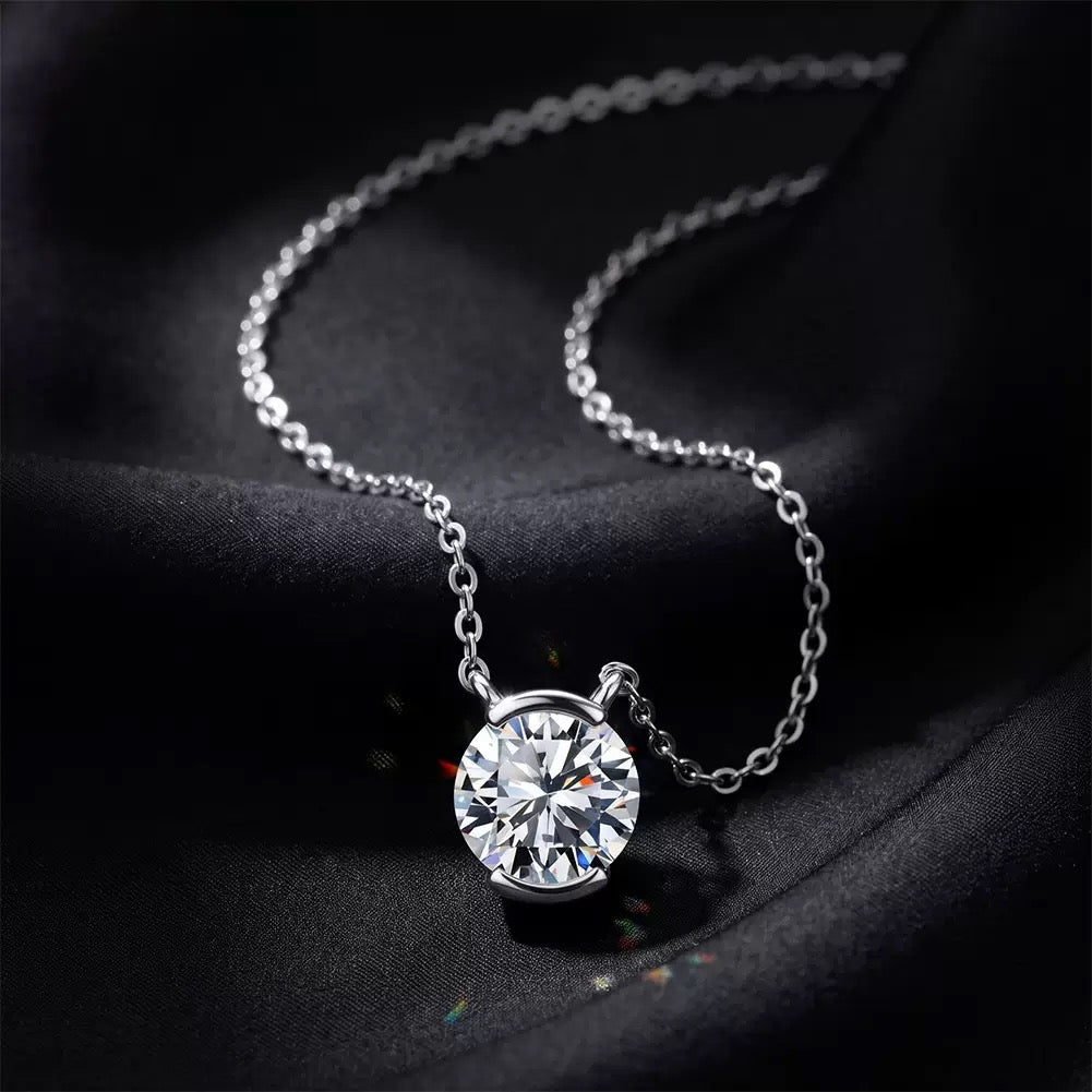 Round Solitaire Moissanite Pendant Necklace 6 view