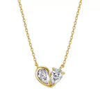 Twin Heart Moissanite Pendant Necklace gold view