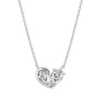 Twin Heart Moissanite Pendant Necklace silver view