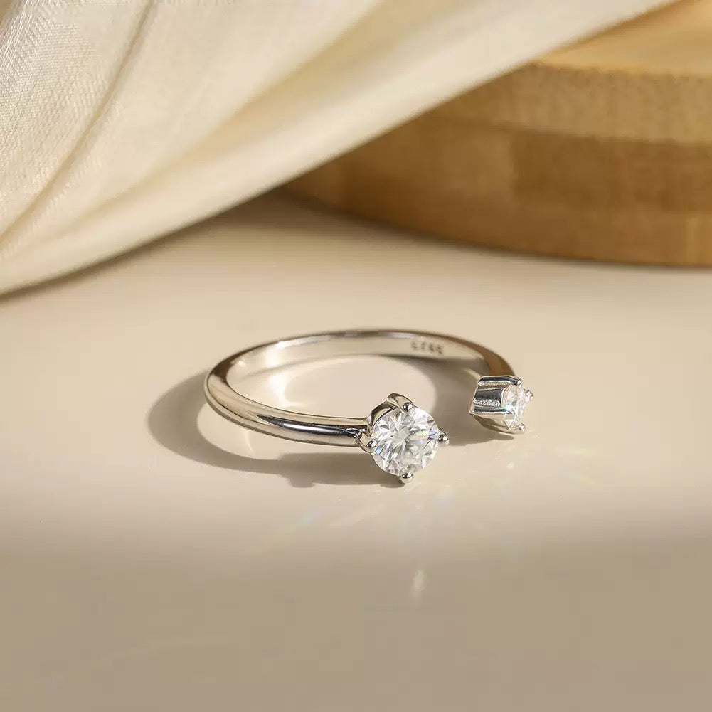 Two-Stone Moissanite Open Ring 3 view