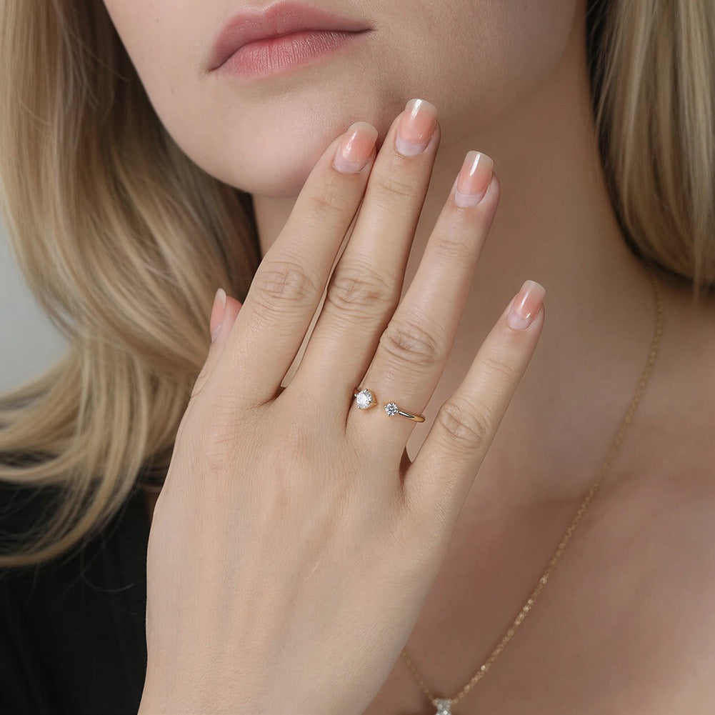 Two-Stone Moissanite Open Ring 8 view