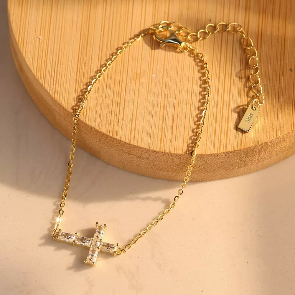 Cross Moissanite Chain Bracelet 6 view