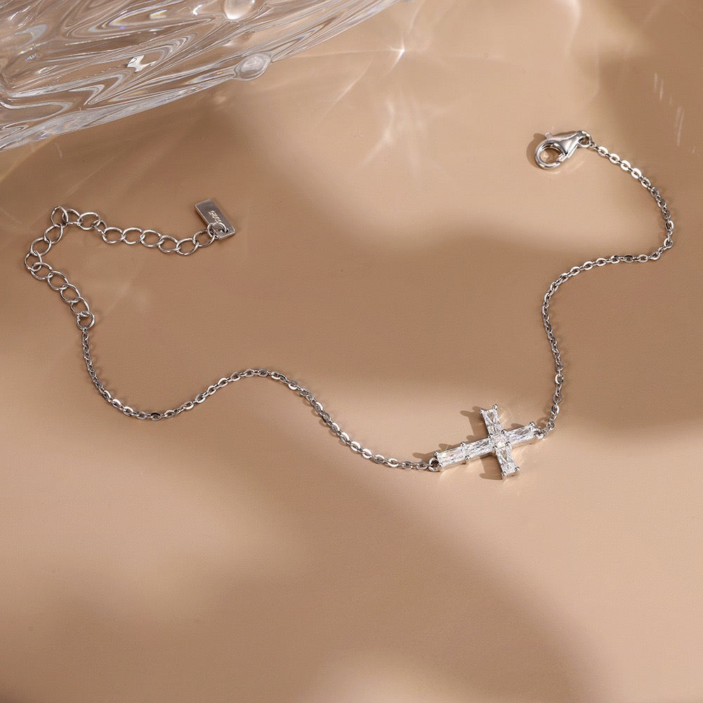 Cross Moissanite Chain Bracelet 7 view