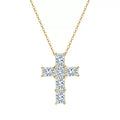 Cross Moissanite Pendant Necklace gold view