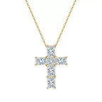 Cross Moissanite Pendant Necklace gold view
