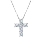 Cross Moissanite Pendant Necklace silver view