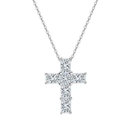 Cross Moissanite Pendant Necklace