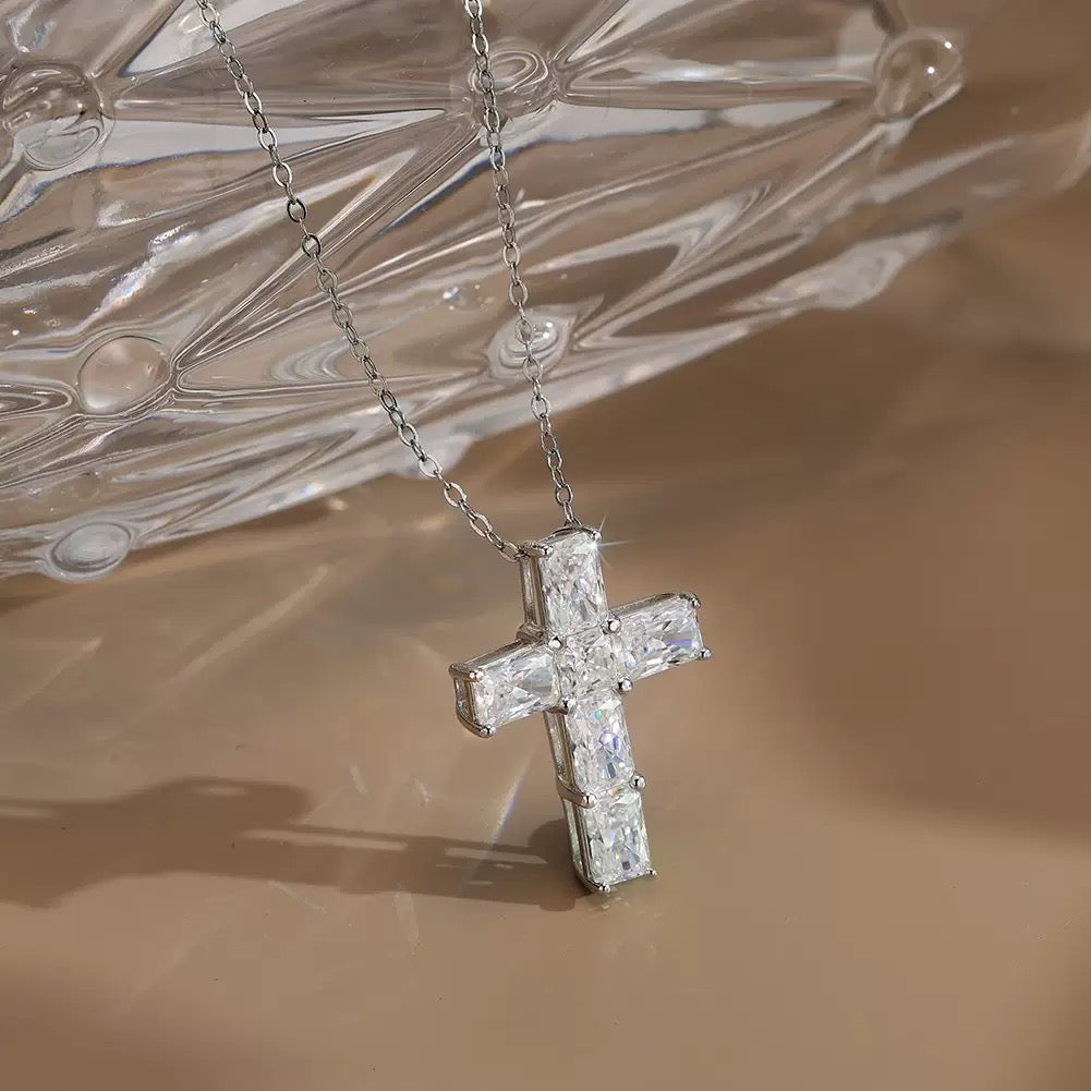 Cross Moissanite Pendant Necklace 5 view