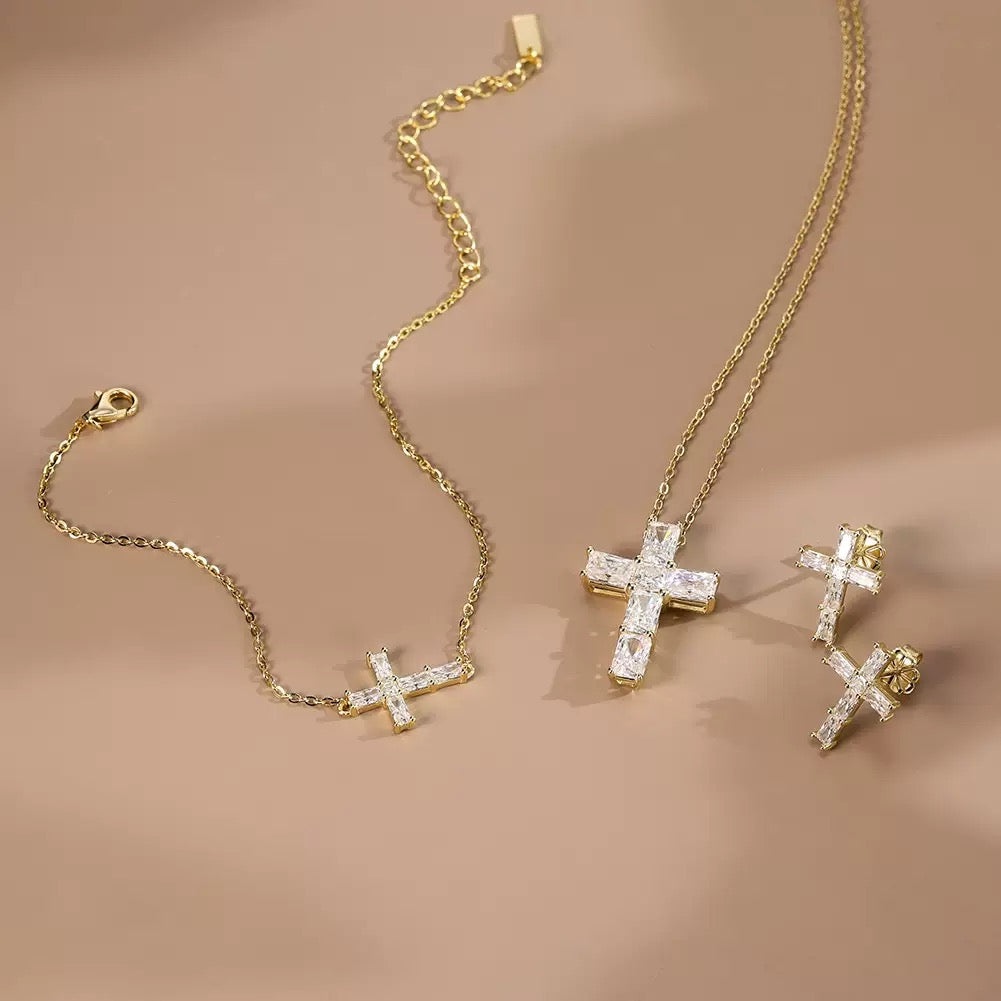 Cross Moissanite Pendant Necklace 6 view