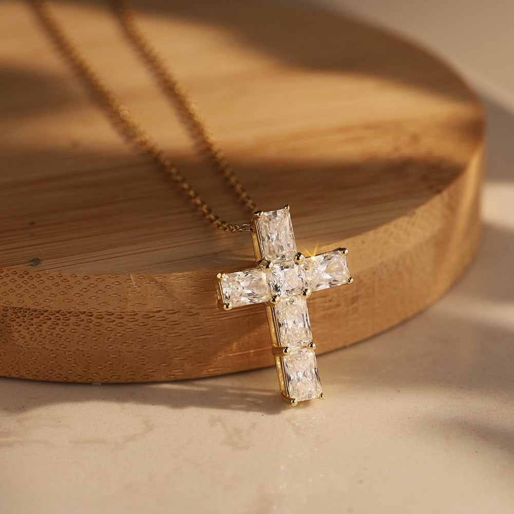 Cross Moissanite Pendant Necklace 7 view